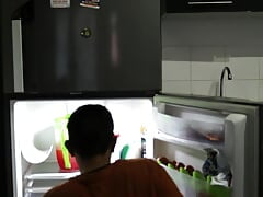 MY NEIGHBOR SUCKS MY COCK IN THE KITCHEN AND THEN GETS FUCKED