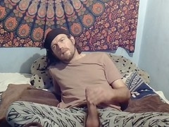 Teasing in open crotch pants on camera