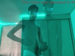 MILK GAMES IN THE DOUCHE: LATINO DELIGHTS HIMSELF WITH FUCKTOYS UNTIL UTTER EJACULATION