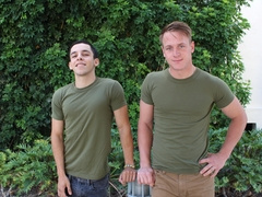 Steamy army guys pose hot together when they fuck quite hard