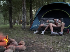 Sucking His Mushroom Head While Camping