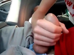 Blowing a friend in the car and he cums in my mouth 14