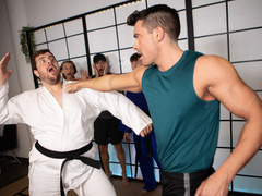 Smooth interracial anal romance for two lads during their karate lesson