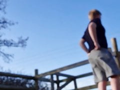 Outdoor Faggot Sam Stripping