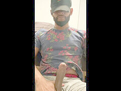 Quick 10-minute gay solo break with a hung ebony college stud on webcam