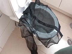 piss on black sheer blouse