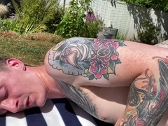 Tatted Step daddy Fucks Tatted Boy Outdoors