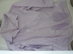 pissing on purple striped school blouse