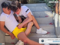 Risky Park Stairs Sucky-sucky Inbetween 2 Naughty Mates