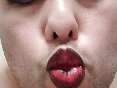 Horney crossdresser masturbates and eats cum.