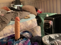 Ramming my man-cunt with a rope on stimulating faux-cock. Yum!