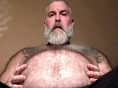 Bear masturbation, big belly big cock, verbal jerk
