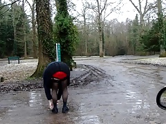 red panties in rain