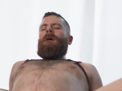 Big hairy grandpa fucking a guy's ass and debasing him