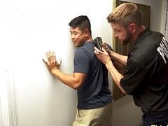Asian teen thief Luke Truong  riding to freedom on gay LP officers big cock