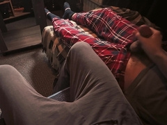 Wooed my gay-for-pay pal to jack off together!