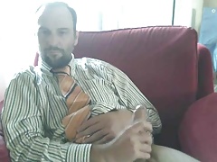 Suit daddy bear jerking off