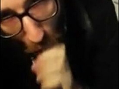 Bearded Guy Sucks Interracial Cock in a Public Restroom