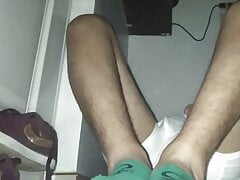 Having fun with my green socks and sweaty feet