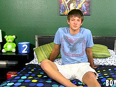 youthful homo Tanner Shane thumbs smooth ass while stroking