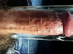 Cock gets sucked longer in penis pump