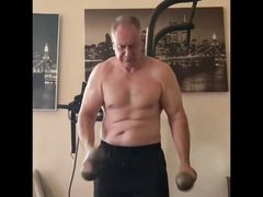 Mature Man Masturbating and Doing Some Sports After