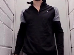 Shaved bearded father milks his sausage