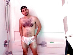 Literally just showering in white briefs (softcore wetlook)
