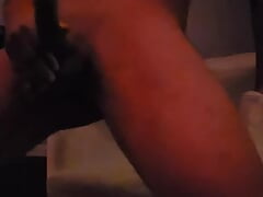 Hot and horny latino teen jerks off his slimy dick hard in dark bedroom