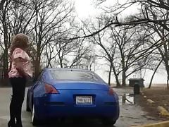 Crossdresser outside jerk off