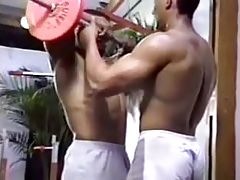 brasil bodybuilders shower and jerk off