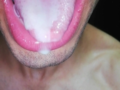 Jizz in my jaws, have fun with your jizm, and gulp it, close-up, kinky ass bandit, tongue, sloopy