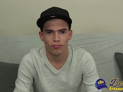 Young latino homosexual strokes oiled up big dick solo