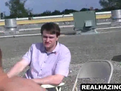 Watch this frat dude Wolf blow hard on a rock-hard wood outside