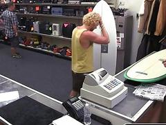 Blonde surfer needs more cash, so he barters with his butt
