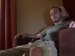 Room service for sexy slim straight dude