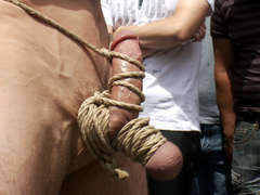 PUBLIC humiliation session for a jacked-up slave