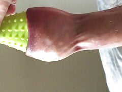 Foreskin stretch on Saturday: rubber toy