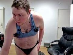 Mature babe in tights enjoys a solo cam session showing off her big ass