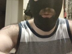 Ring gag blowjob, big cock, solo