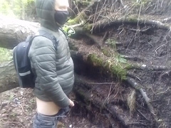 Ambling in the forest and urinating in the bushes