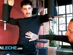 Pair of Latino Hunks Work Out Their Dicks Together - Latin Leche