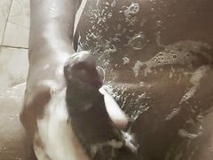 Desi Indian boy with Sexy girlfriend  masturbating on video call while bathing