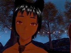 Solo Latino guy Cookiemanor getting off by the warm fire in VR