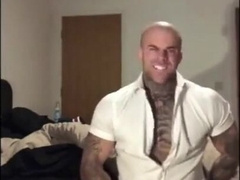 Tattooed Fellow Masturbates His Monstrous Salami Solo