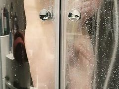 Caught horny brother in law masturbating under shower after seeing my hot milf wife completely naked by staged accident