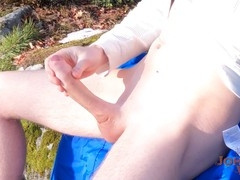 Enormous delicious load blown outdoors under the warm spring sun!