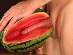 water melon cum - fucking a melon and cumming