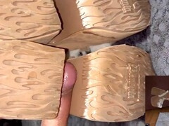 Spunk on friend's demon shoes by Fantasyshoefucker101