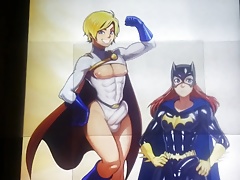 Rule 63 batgirl and powergirl cum tribute